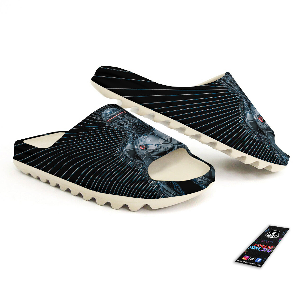 Robot Connection Print Sandals-grizzshop