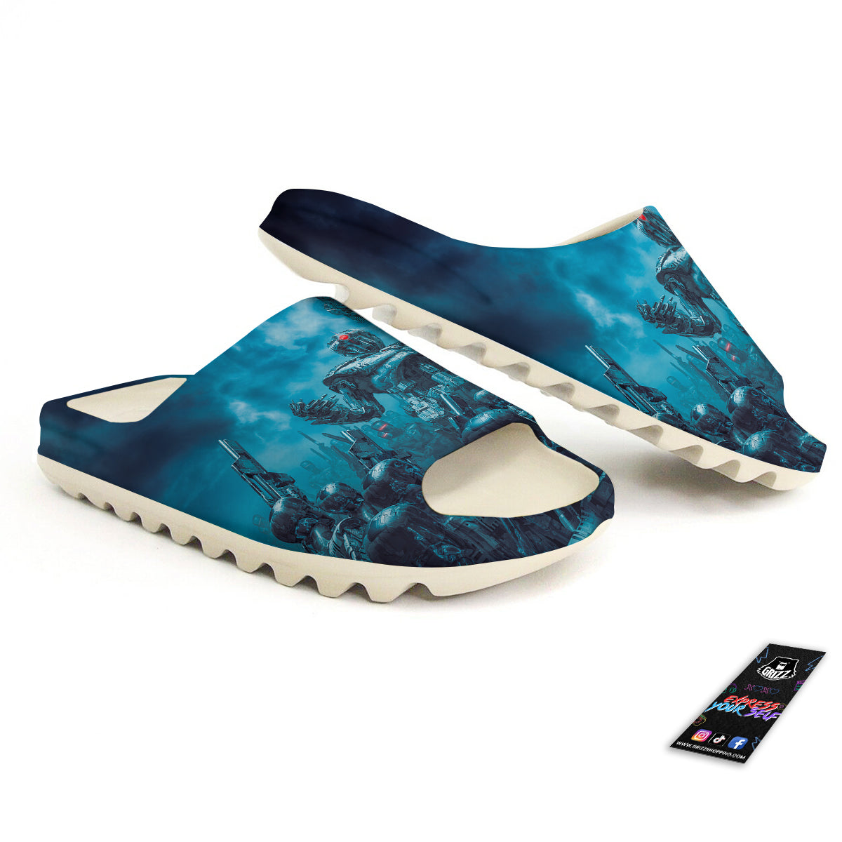 Robot War Print Sandals-grizzshop