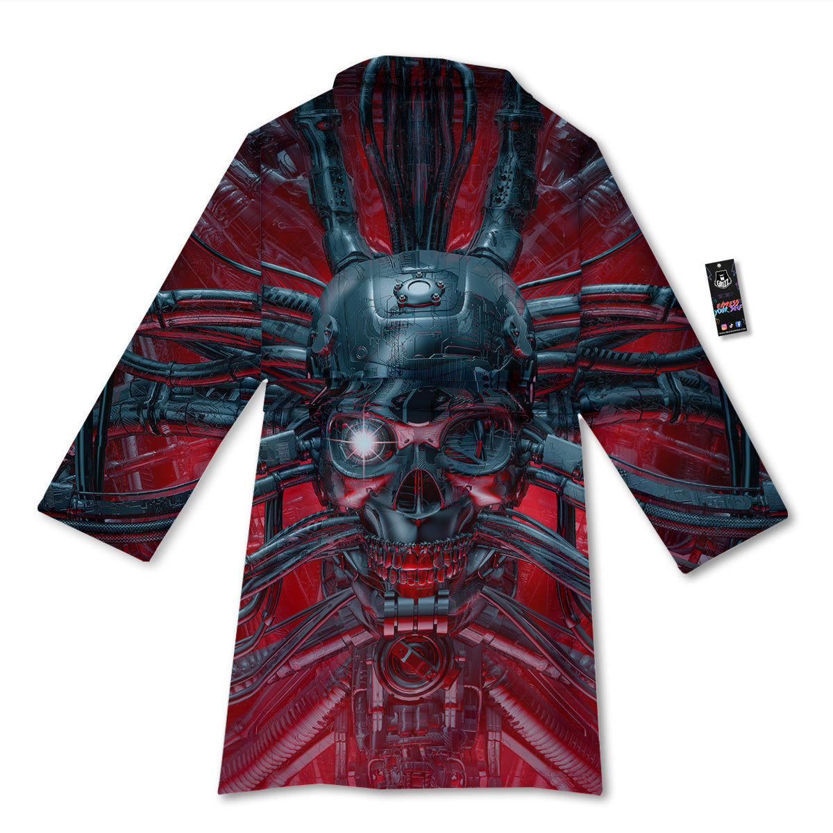 Robotic Skull Print Bathrobe-grizzshop