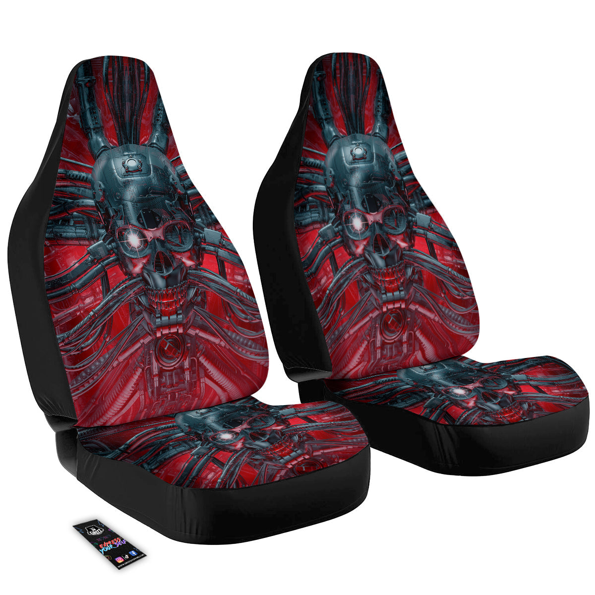 Robotic Skull Print Car Seat Covers-grizzshop