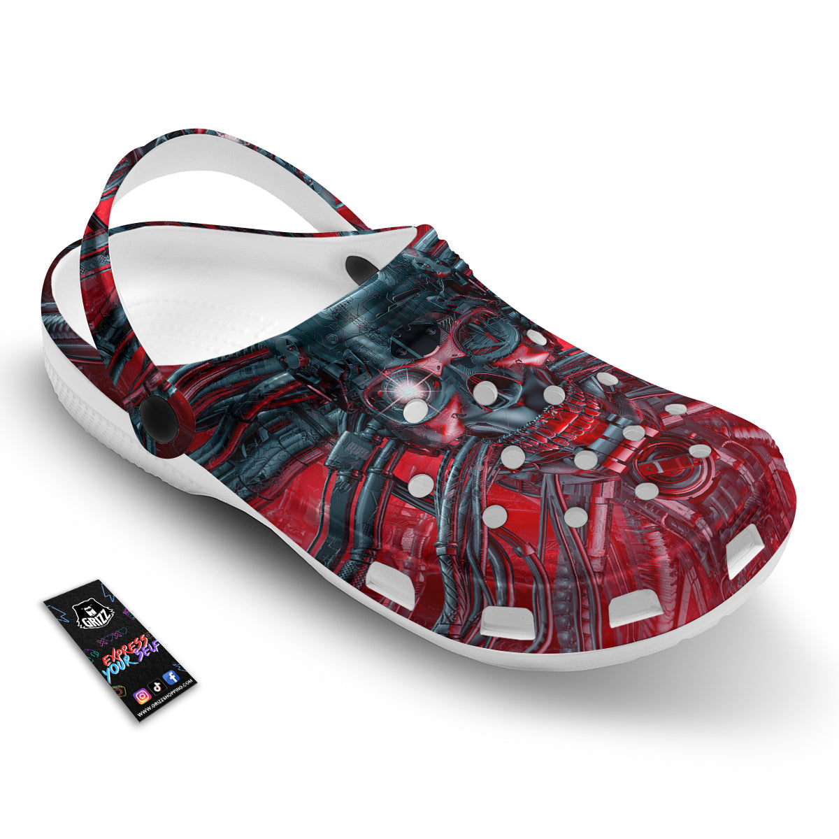 Robotic Skull Print Clog-grizzshop