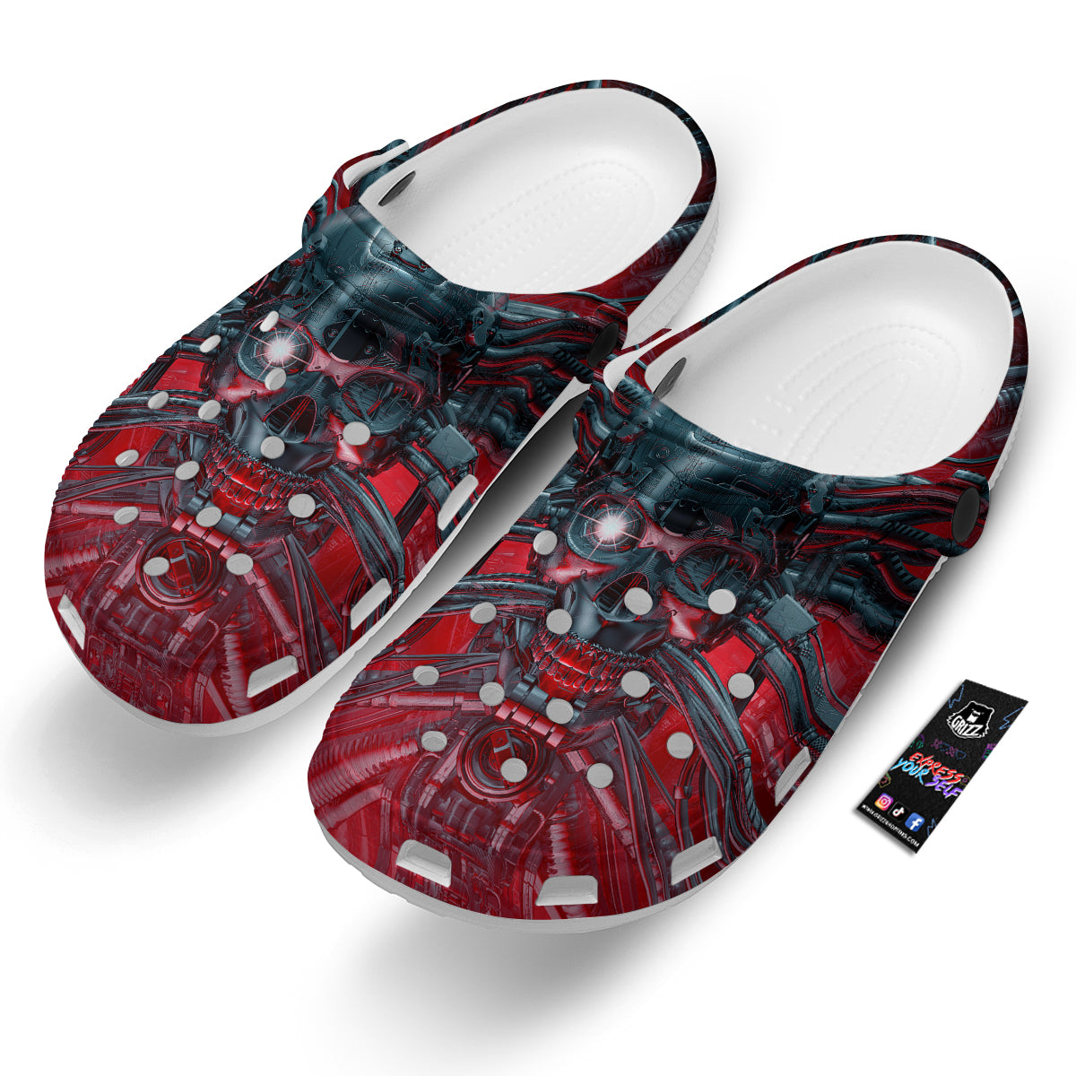 Robotic Skull Print Clog-grizzshop