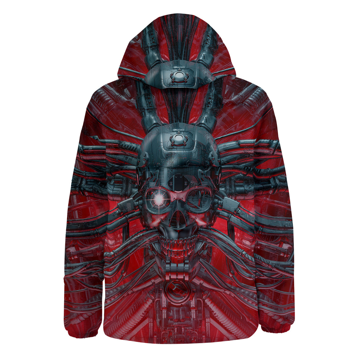 Robotic Skull Print Down Jacket-grizzshop