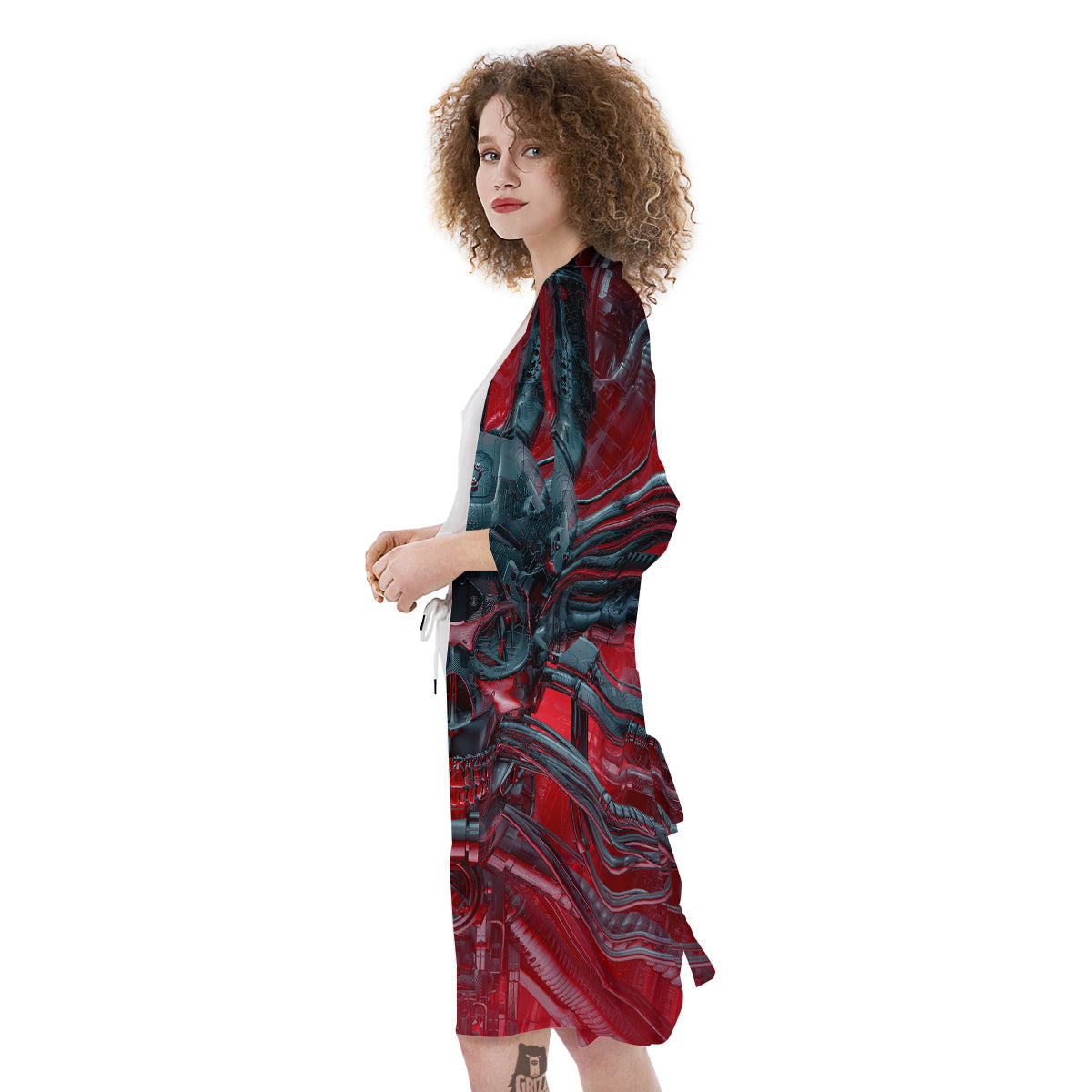 Robotic Skull Print Kimono-grizzshop