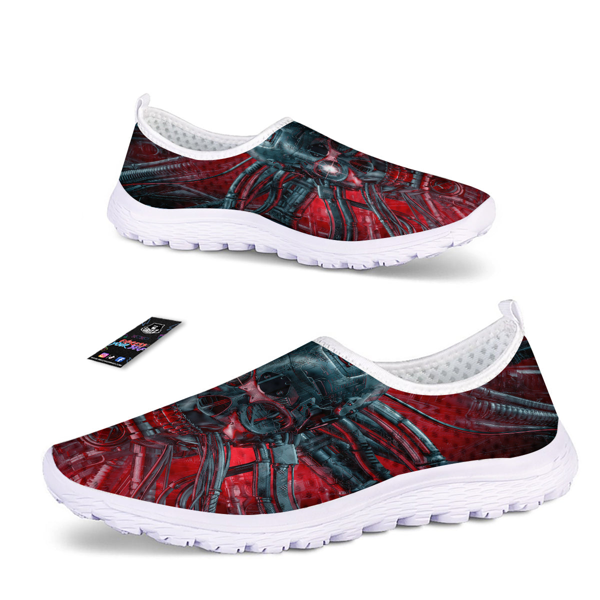 Robotic Skull Print Nurse Shoes-grizzshop