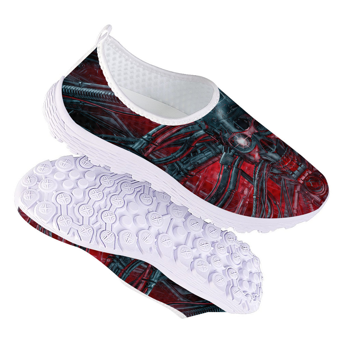 Robotic Skull Print Nurse Shoes-grizzshop