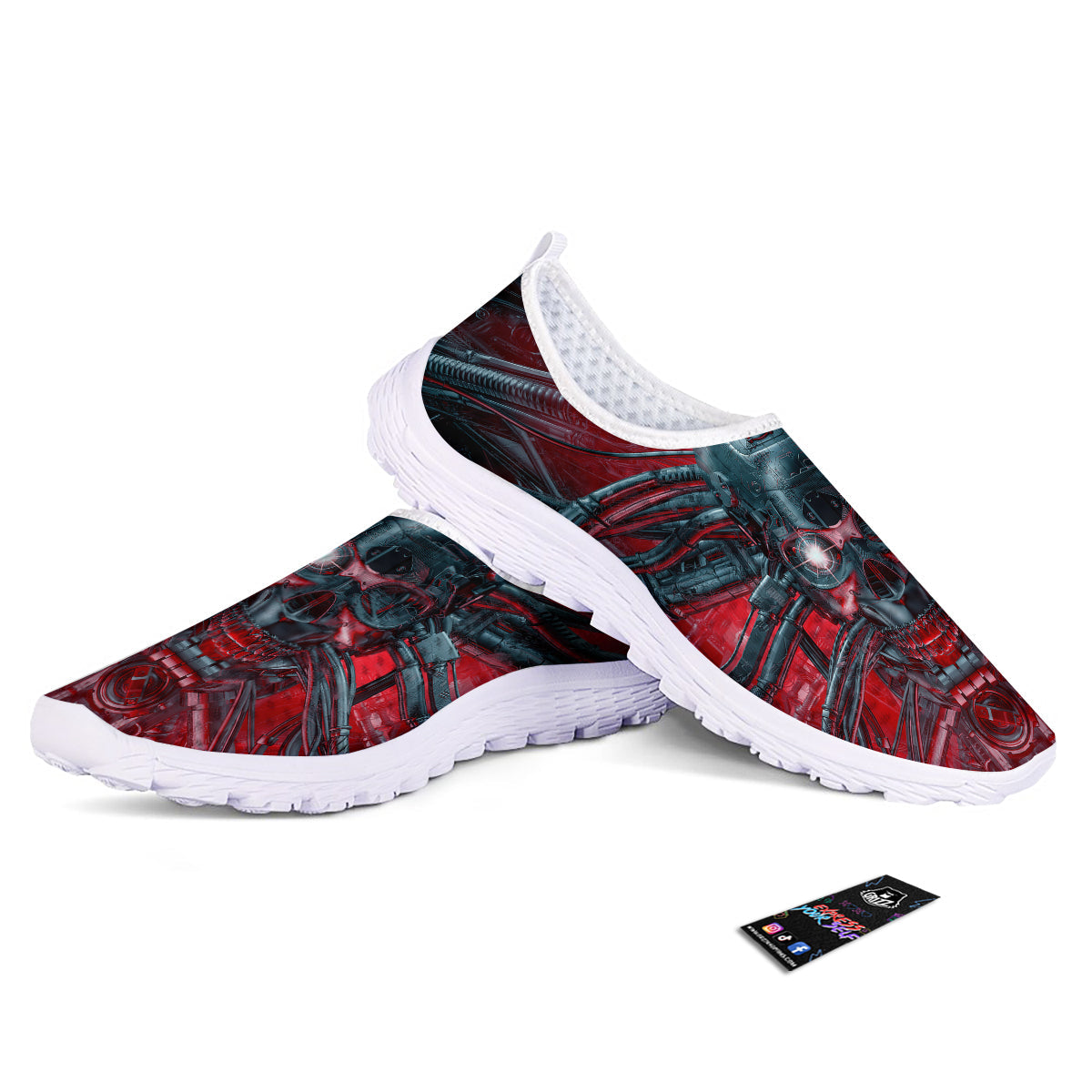 Robotic Skull Print Nurse Shoes-grizzshop