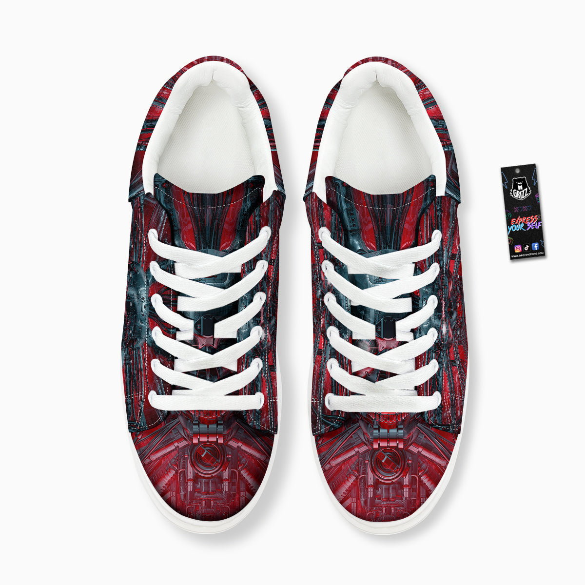 Robotic Skull Print Platform Shoes-grizzshop
