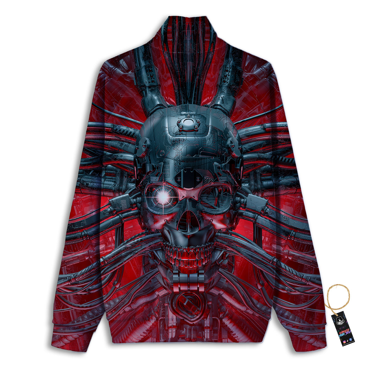 Robotic Skull Print Track Jacket-grizzshop