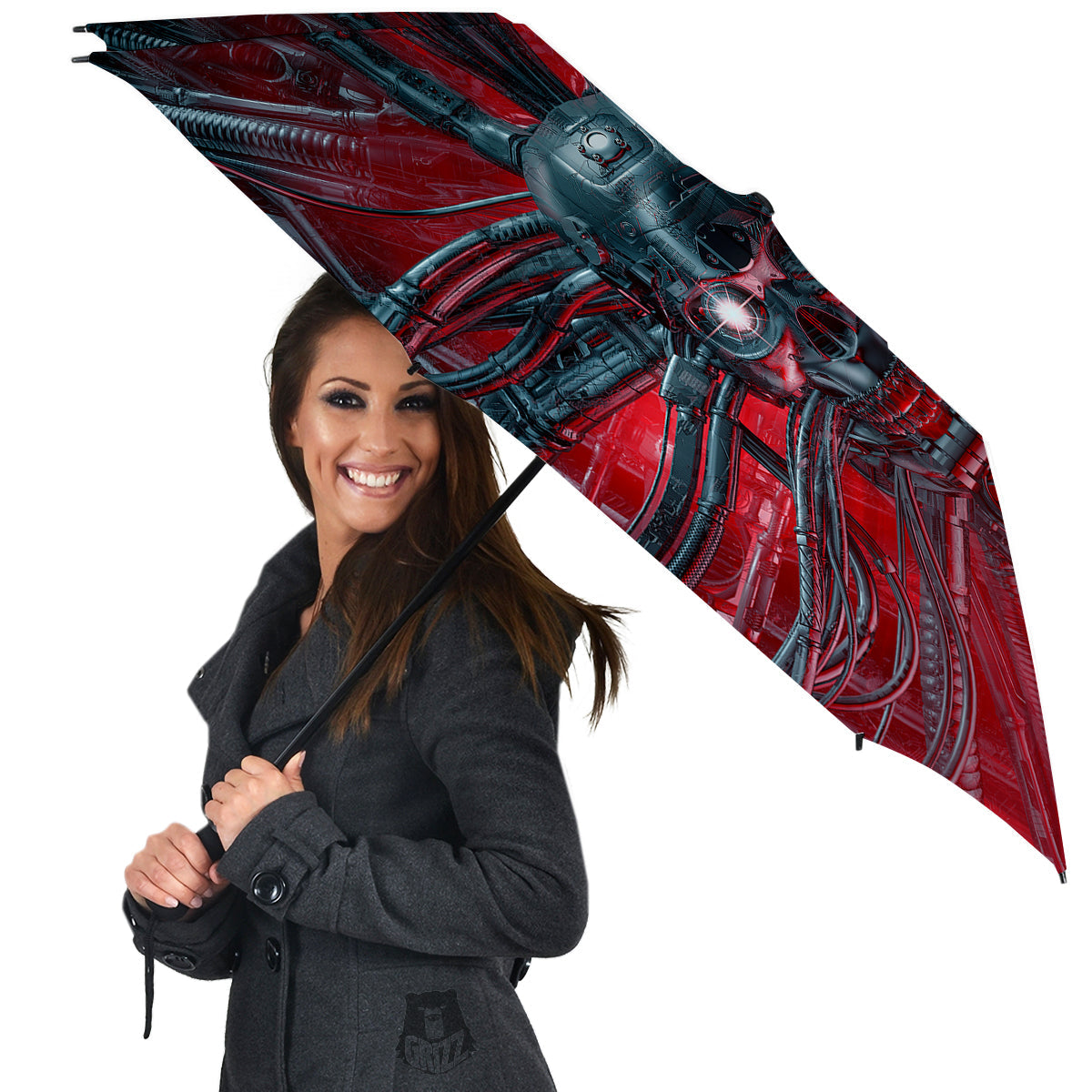 Robotic Skull Print Umbrella-grizzshop