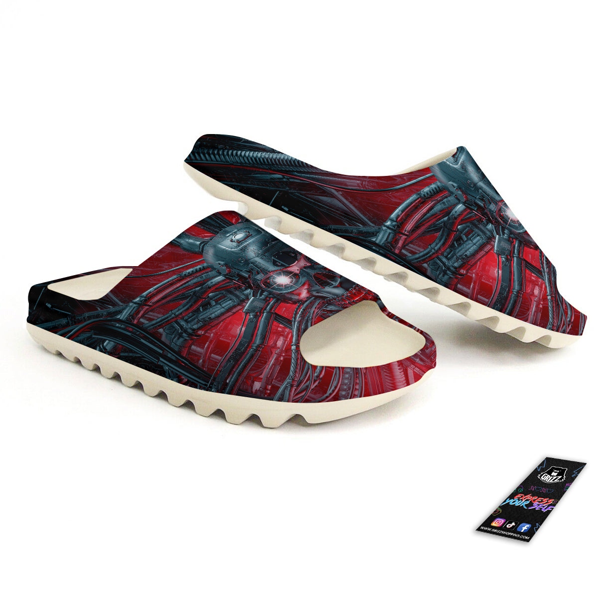 Robotic Skull Print Sandals-grizzshop