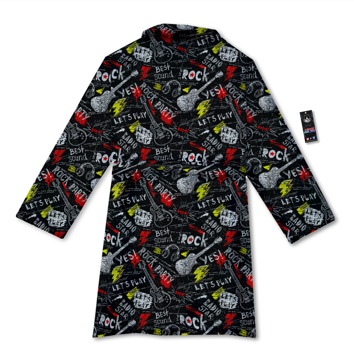 Rock And Roll Grunge Print Pattern Bathrobe-grizzshop