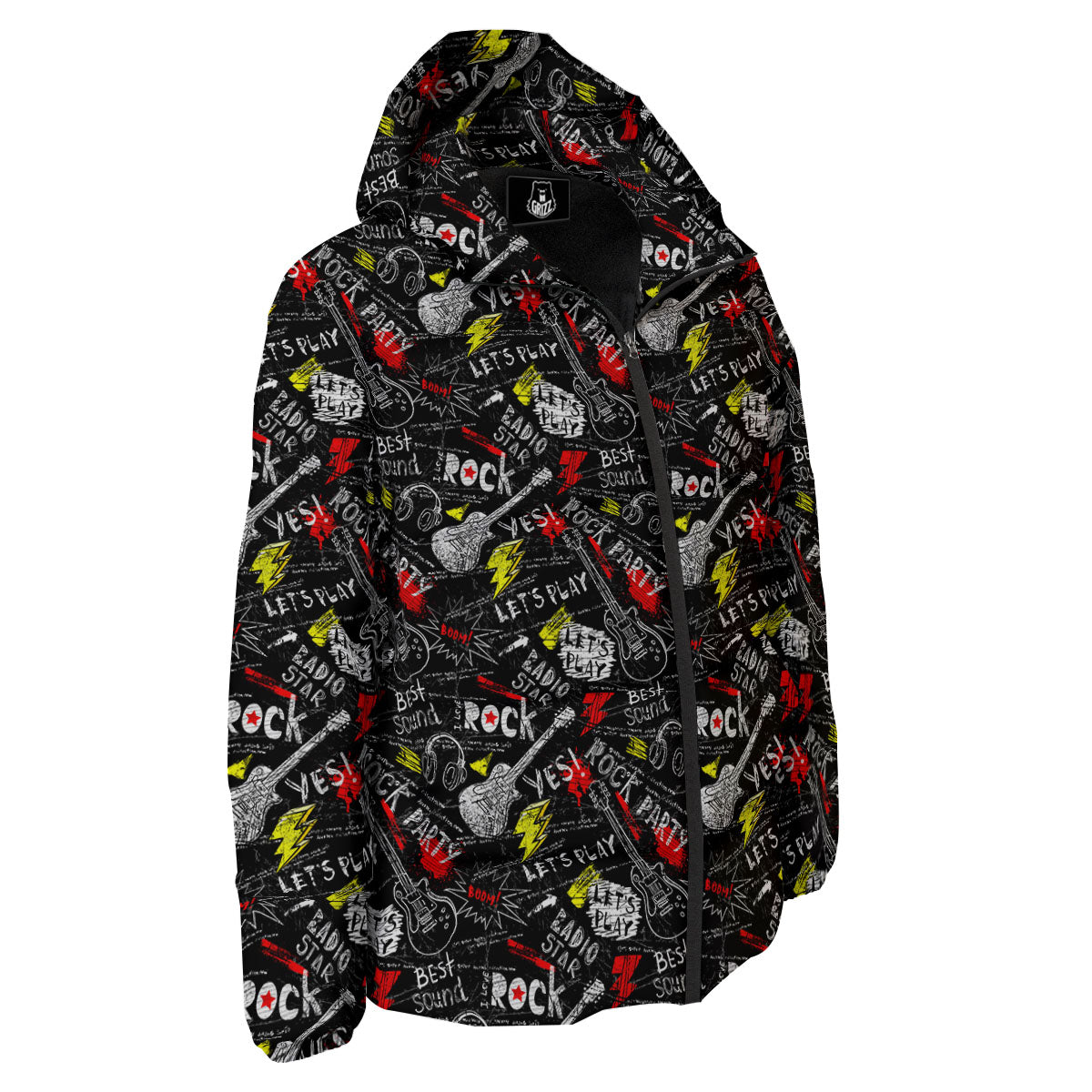 Rock And Roll Grunge Print Pattern Down Jacket-grizzshop