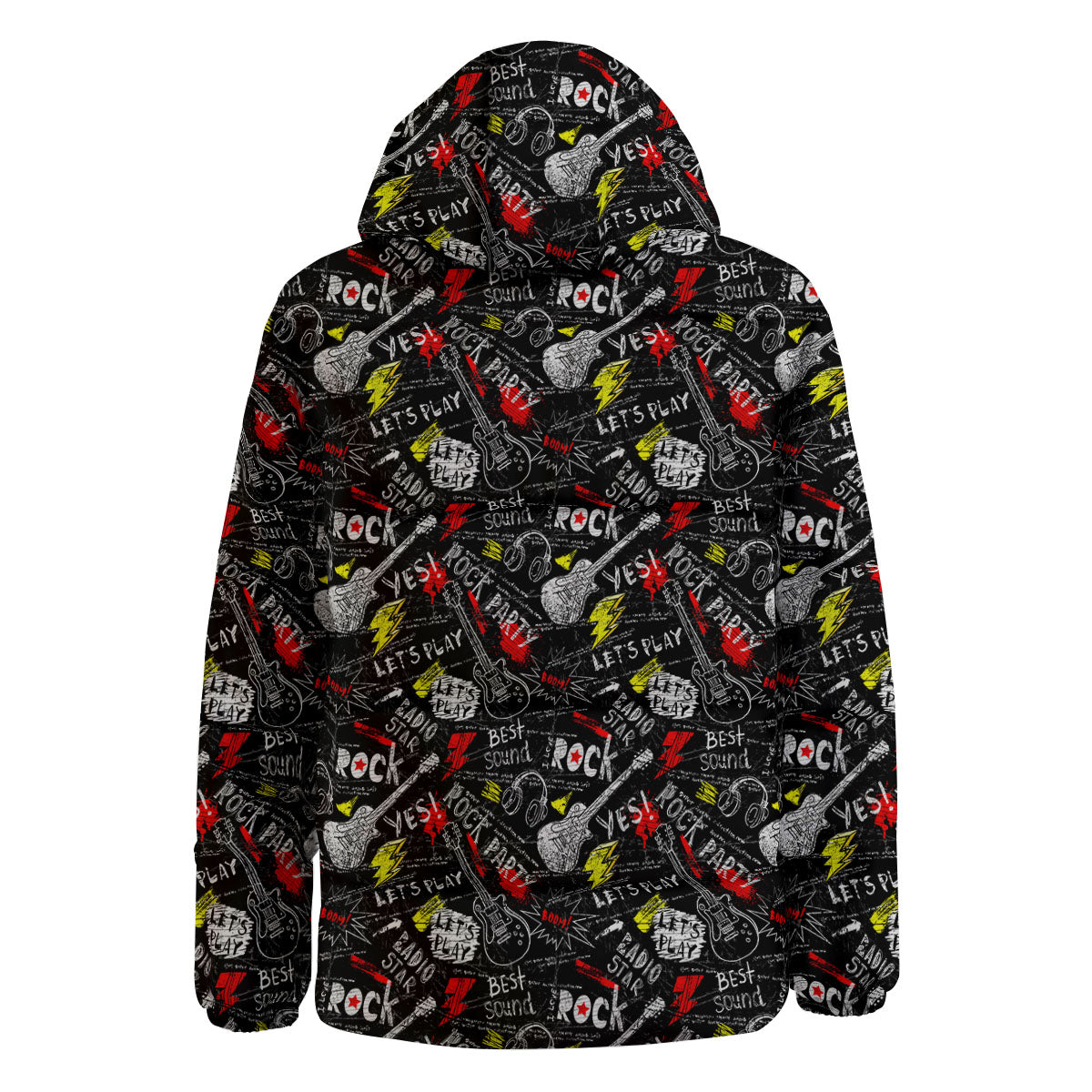 Rock And Roll Grunge Print Pattern Down Jacket-grizzshop