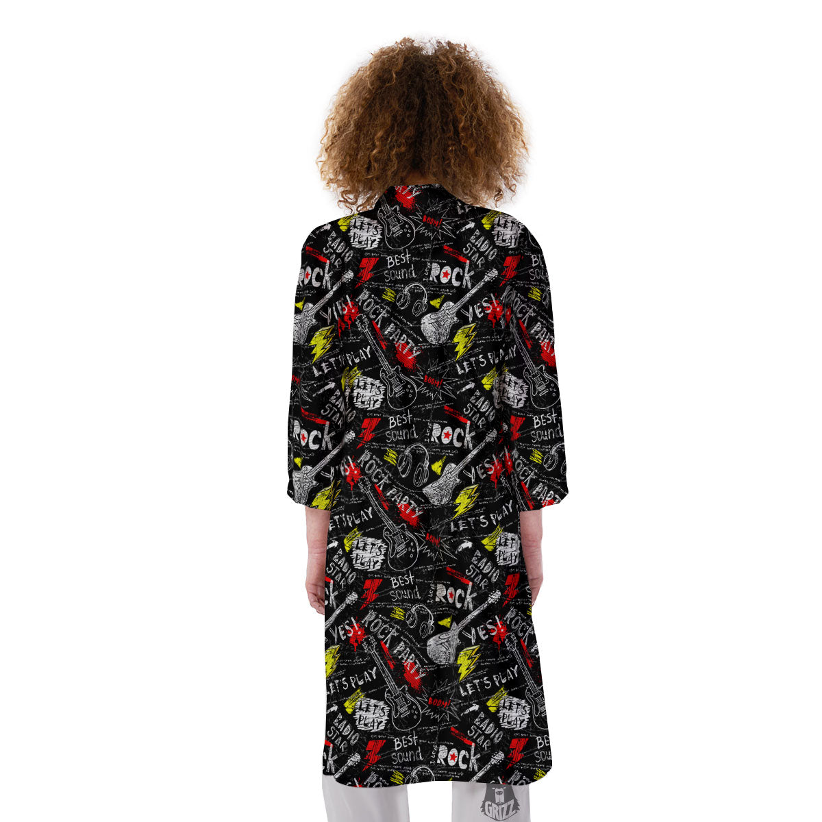 Rock And Roll Grunge Print Pattern Kimono-grizzshop