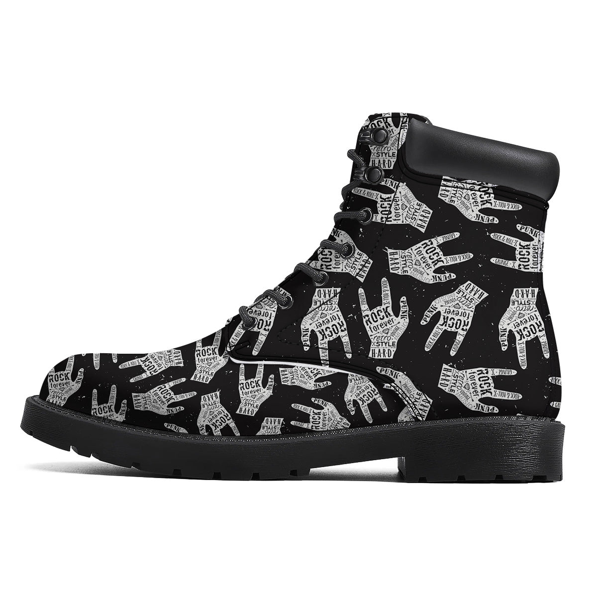 Rock And Roll Vintage Style Print Pattern Boots-grizzshop