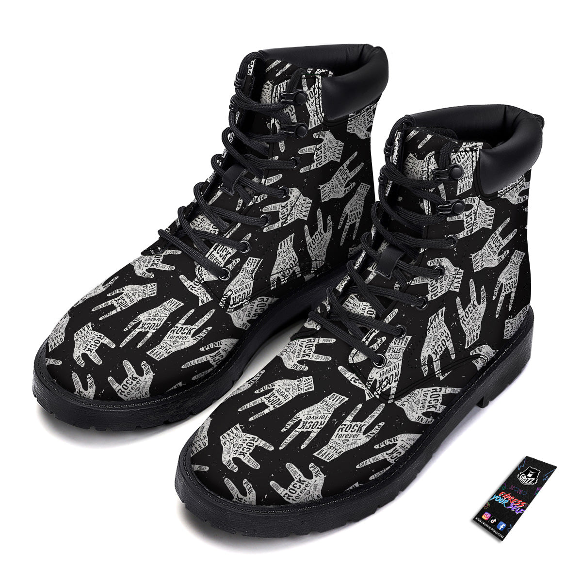 Rock And Roll Vintage Style Print Pattern Boots-grizzshop