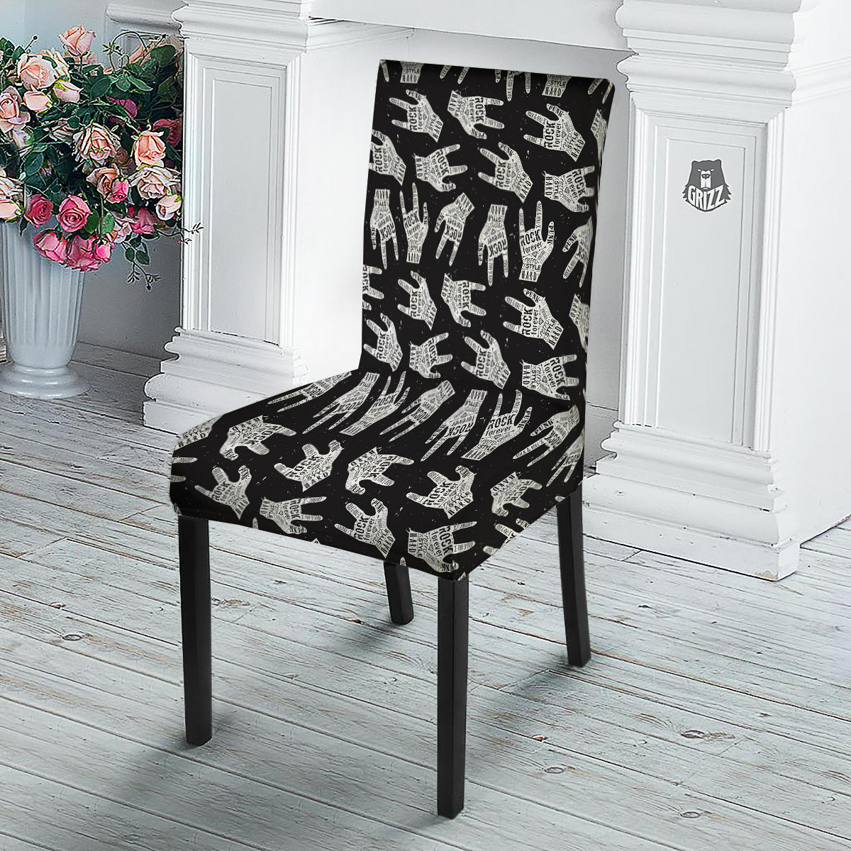Rock And Roll Vintage Style Print Pattern Dining Chair Slipcover-grizzshop