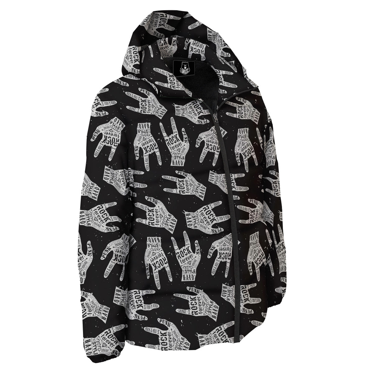 Rock And Roll Vintage Style Print Pattern Down Jacket-grizzshop