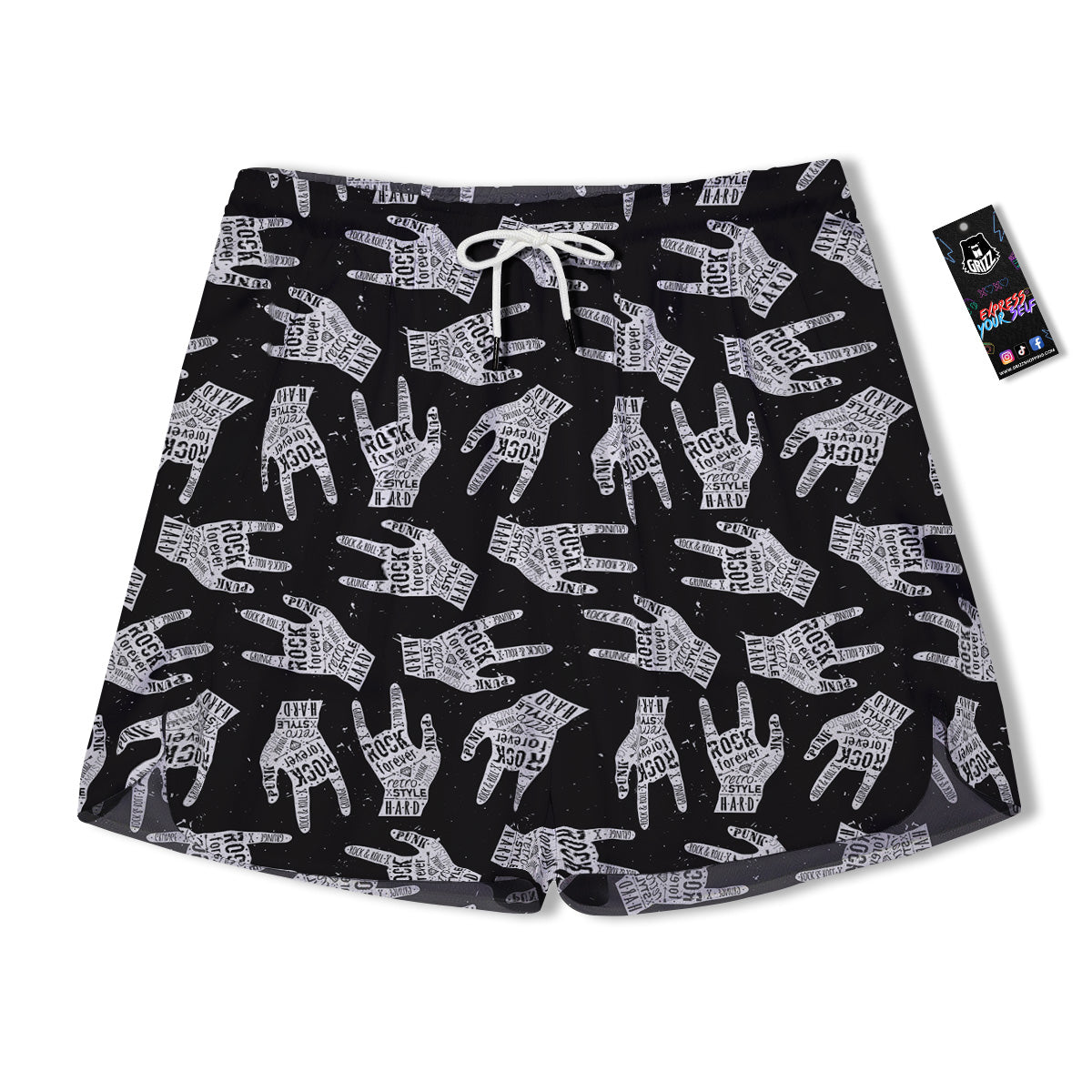 Rock And Roll Vintage Style Print Pattern Men's Running Shorts-grizzshop