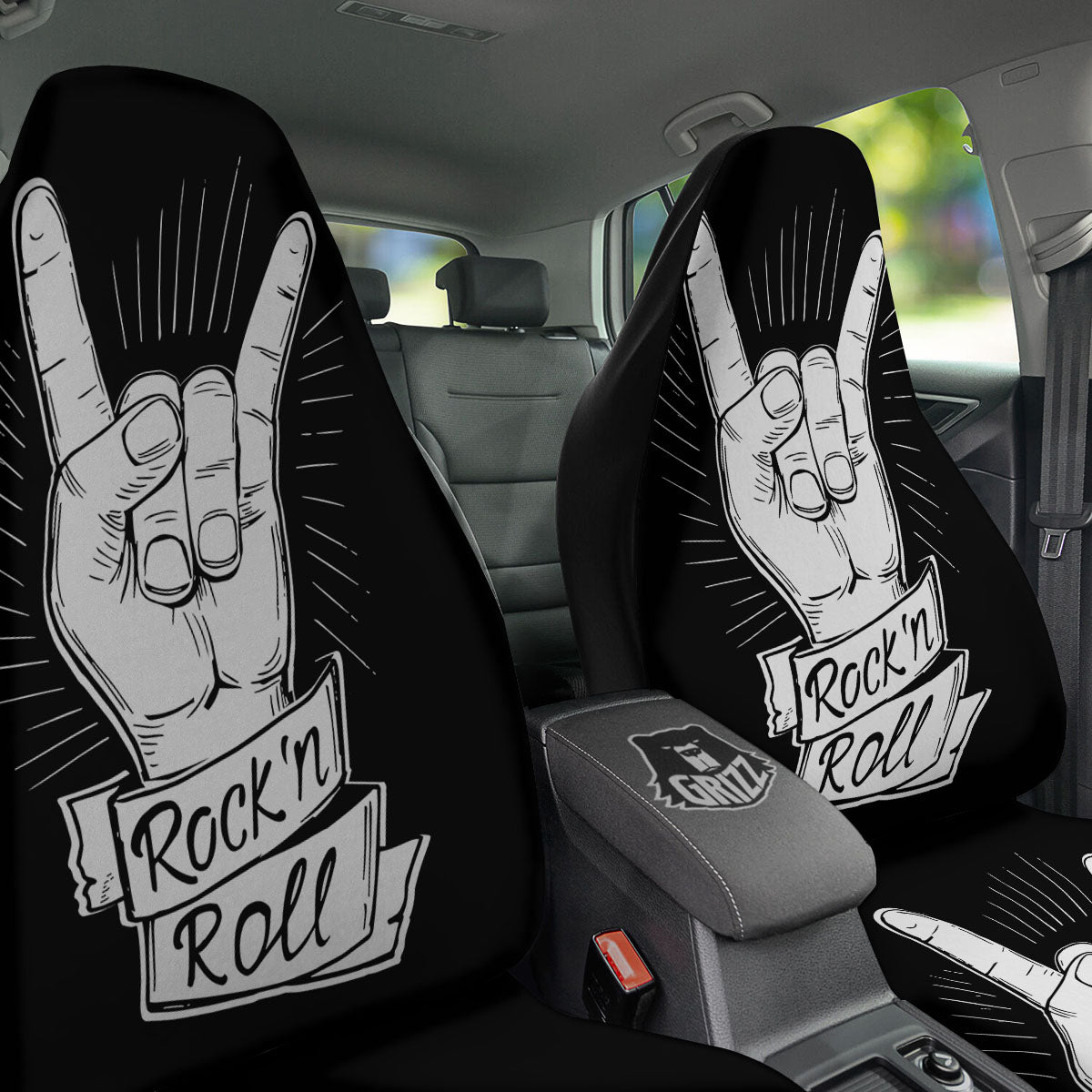 Rock And Roll White And Black Print Car Seat Covers-grizzshop