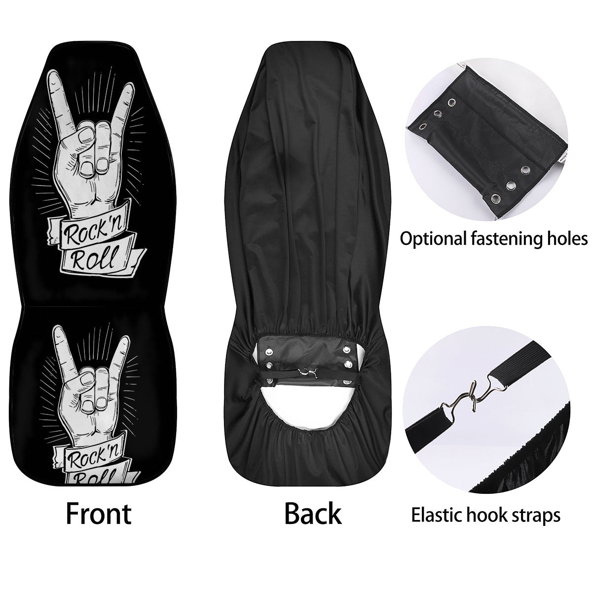 Rock And Roll White And Black Print Car Seat Covers-grizzshop