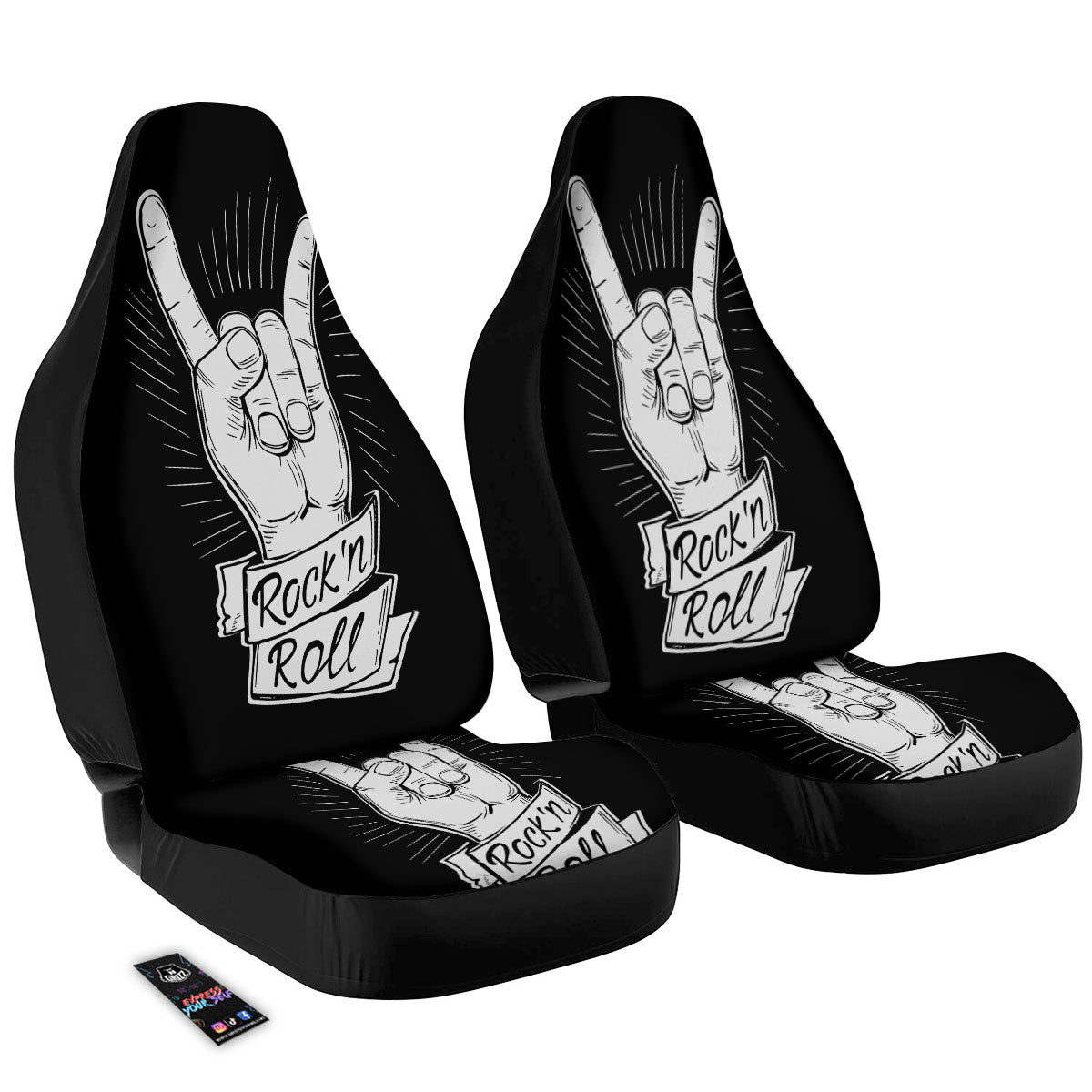 Rock And Roll White And Black Print Car Seat Covers-grizzshop