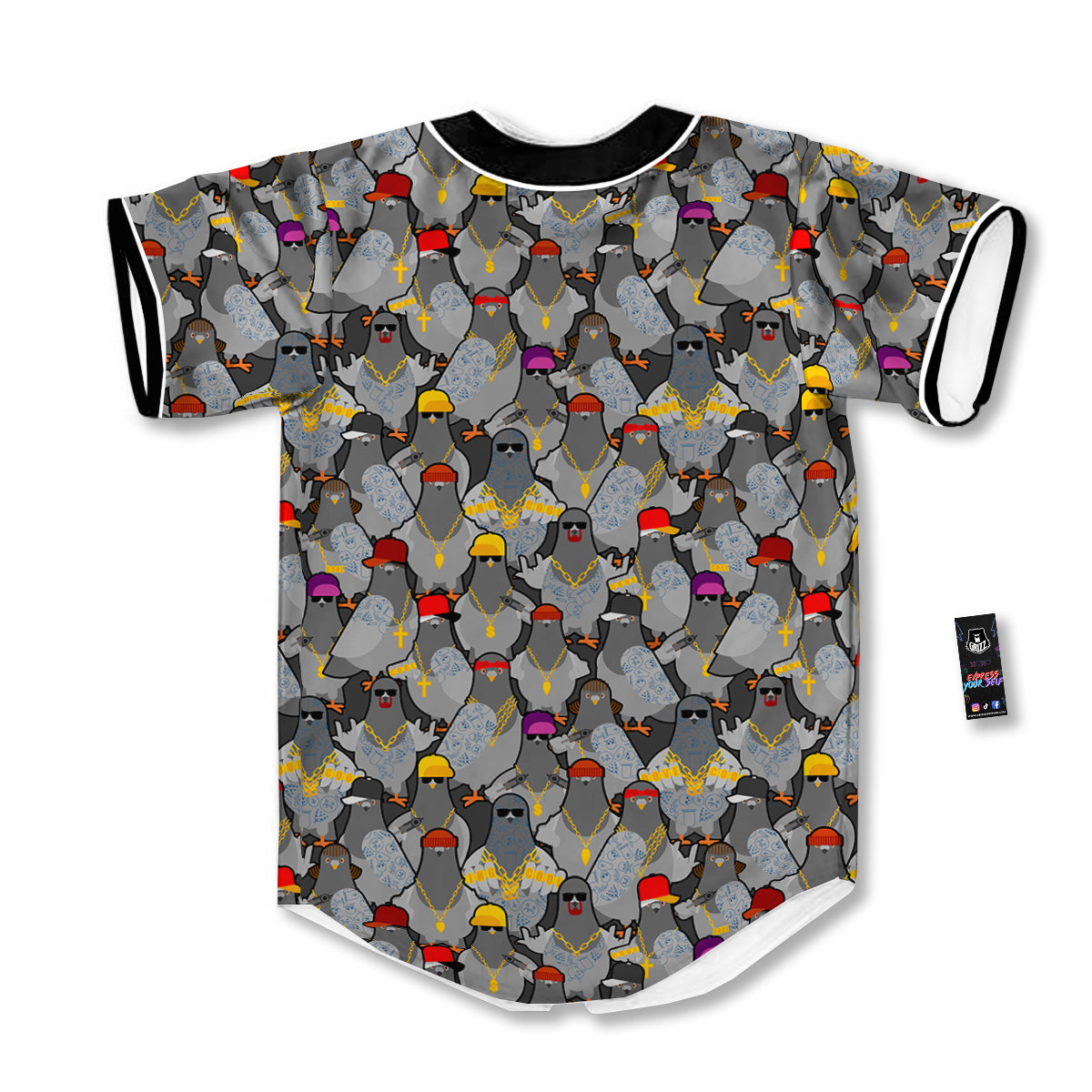 Rock Drove Gangster Print Pattern Baseball Jersey-grizzshop