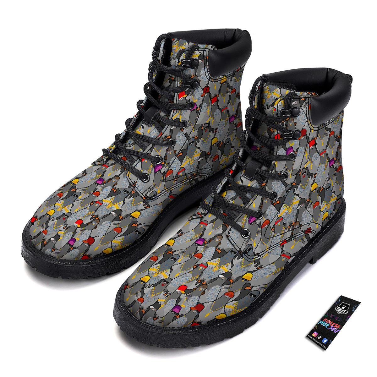 Rock Drove Gangster Print Pattern Boots-grizzshop