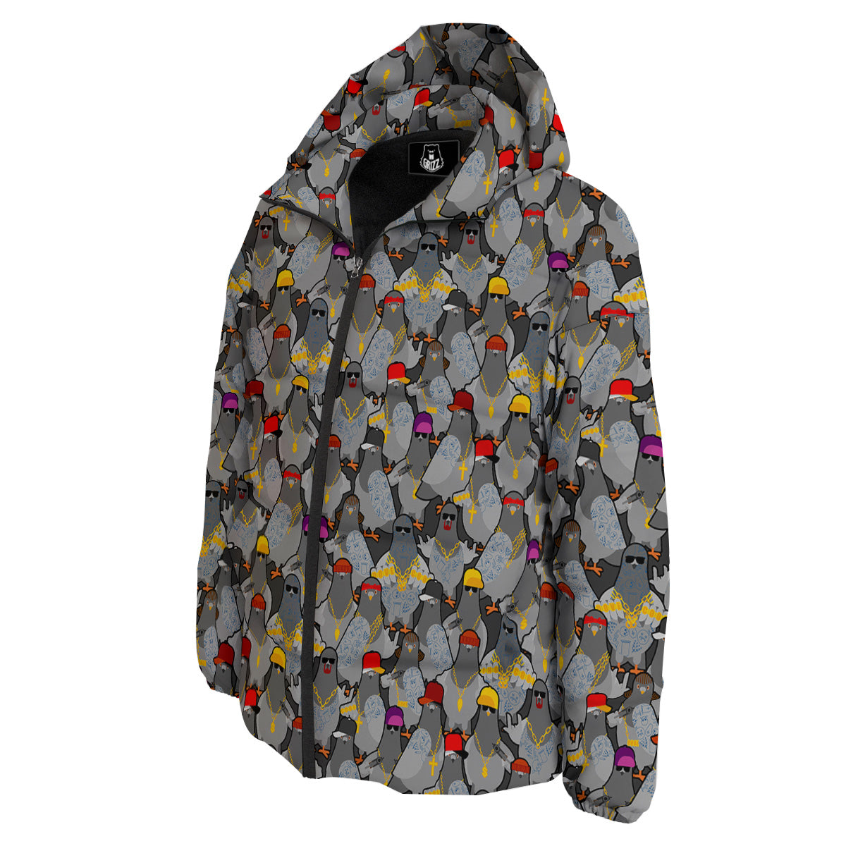 Rock Drove Gangster Print Pattern Down Jacket-grizzshop