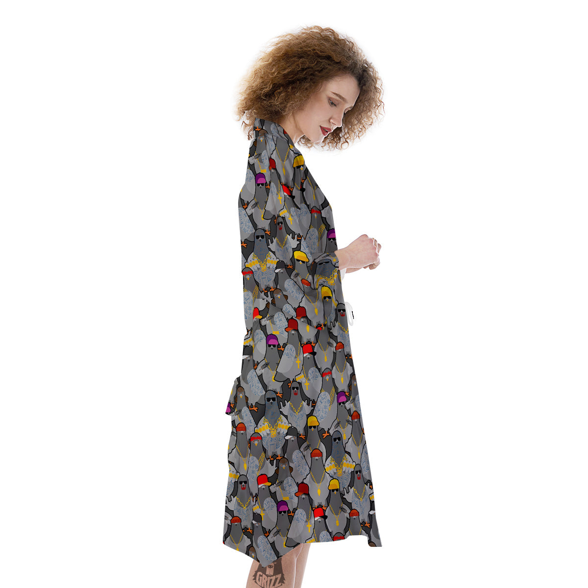 Rock Drove Gangster Print Pattern Kimono-grizzshop