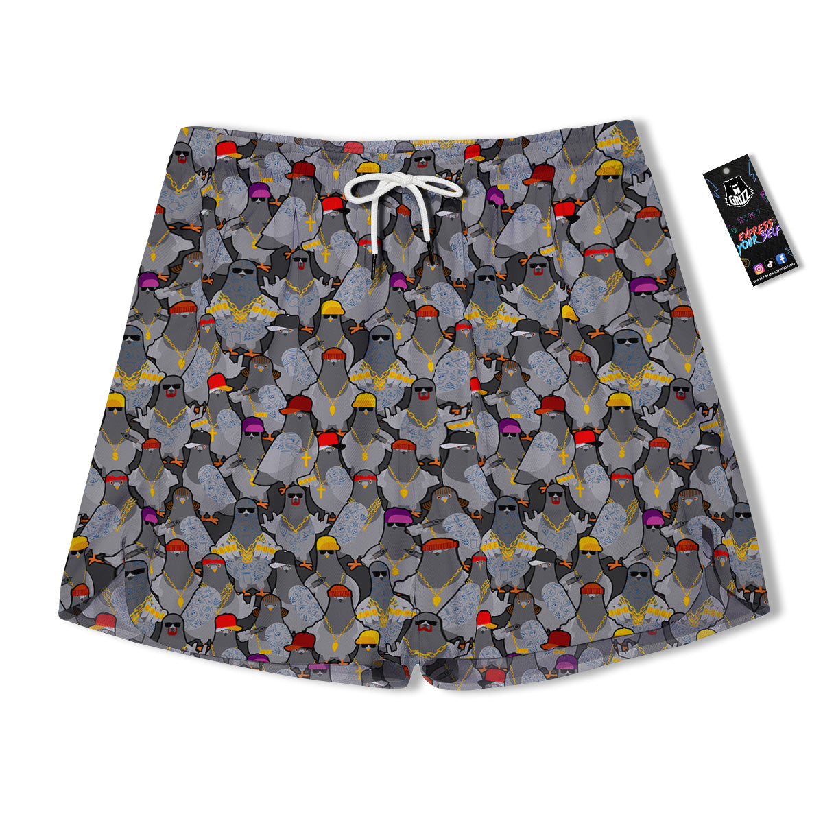 Rock Drove Gangster Print Pattern Men's Running Shorts-grizzshop