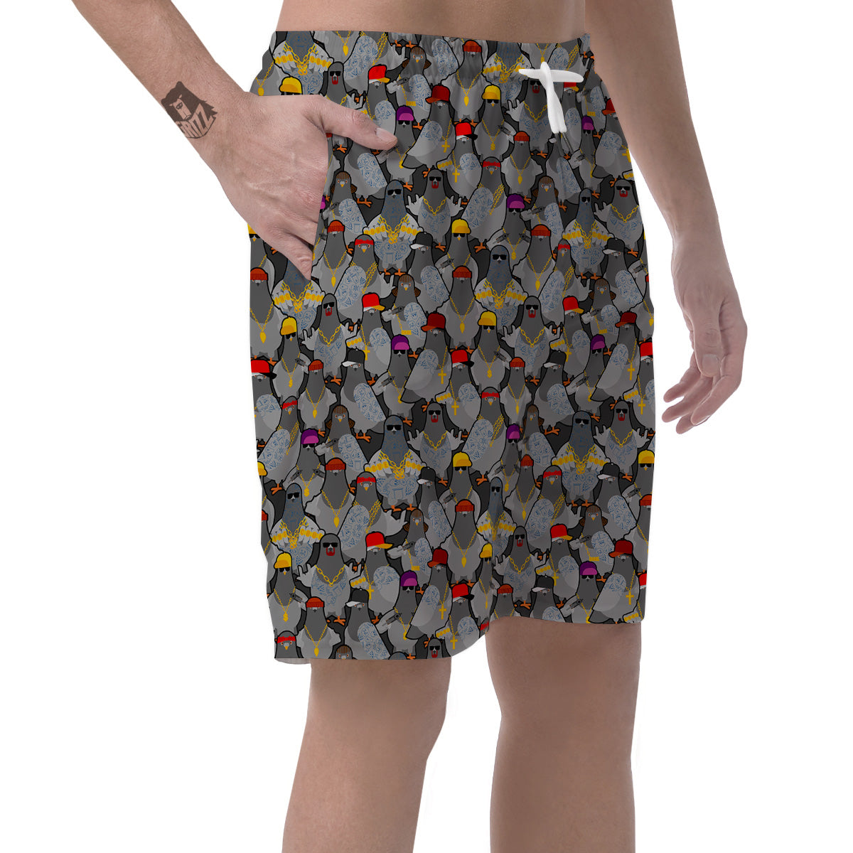 Rock Drove Gangster Print Pattern Men's Shorts-grizzshop