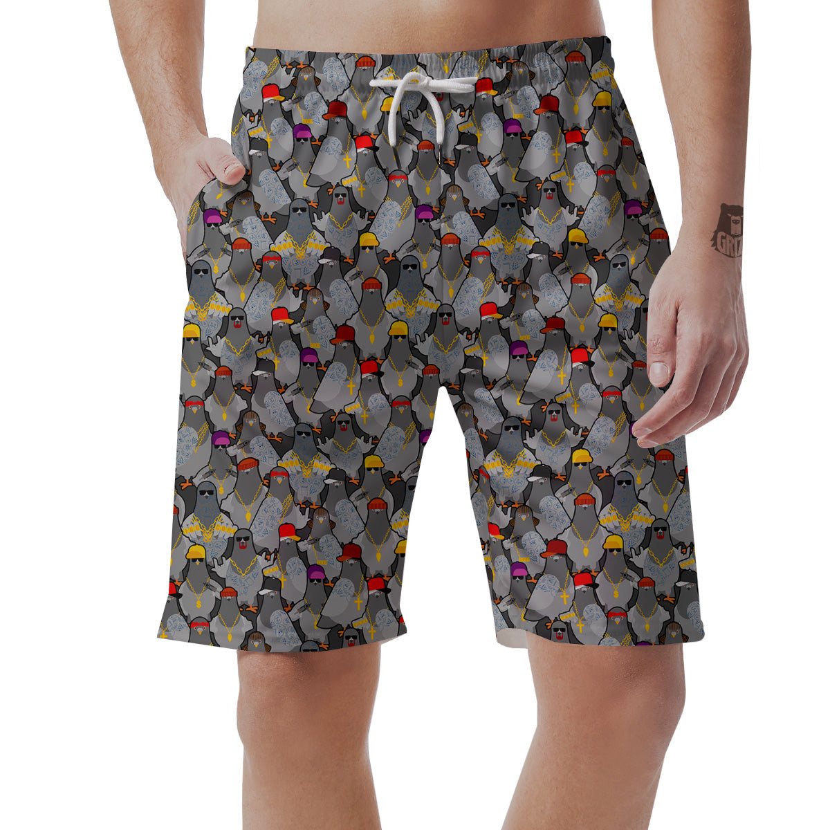 Rock Drove Gangster Print Pattern Men's Shorts-grizzshop