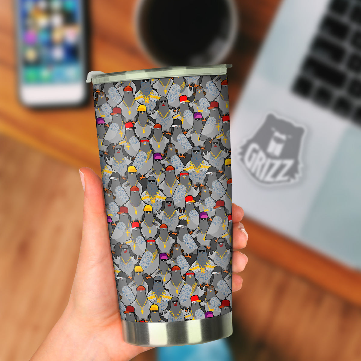 Rock Drove Gangster Print Pattern Tumbler-grizzshop