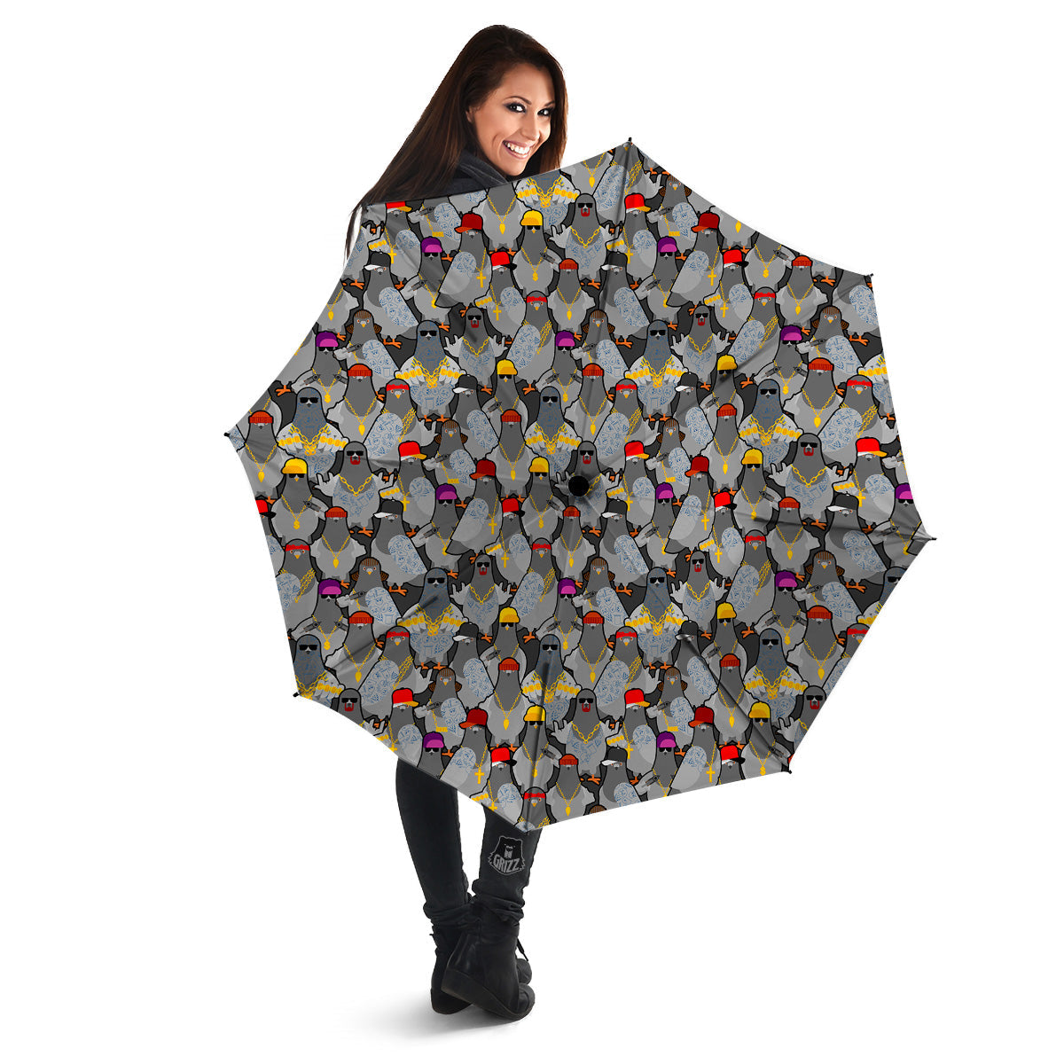 Rock Drove Gangster Print Pattern Umbrella-grizzshop