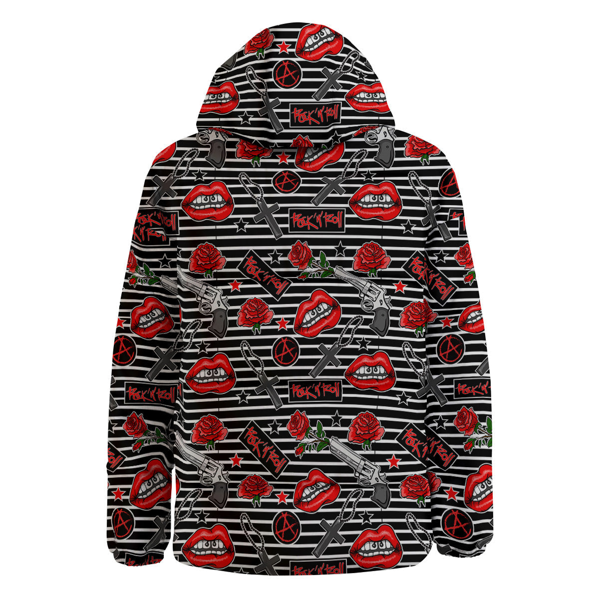 Rock’N’Roll Stiped Black White Print Pattern Down Jacket-grizzshop