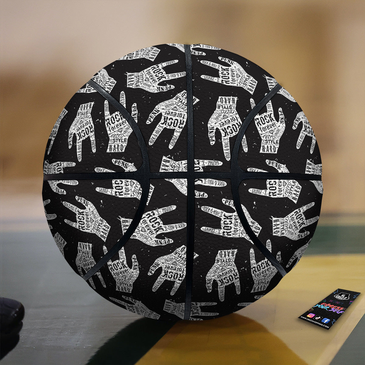 Rock And Roll Vintage Style Print Pattern Basketball