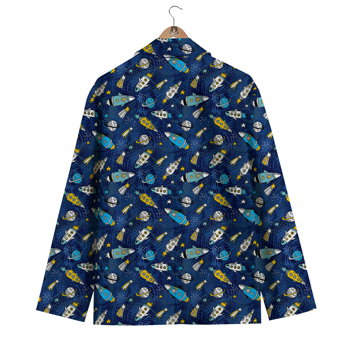 Rocket Doodle Print Pattern Men's Blazer-grizzshop
