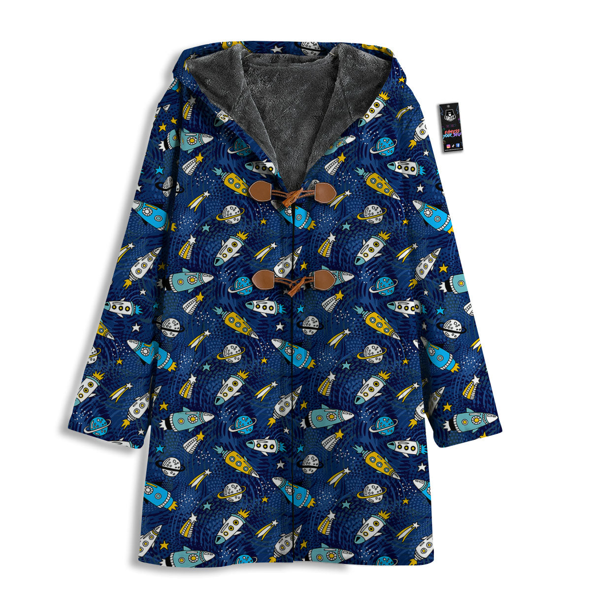 Rocket Doodle Print Pattern Men's Windbreaker Jacket-grizzshop