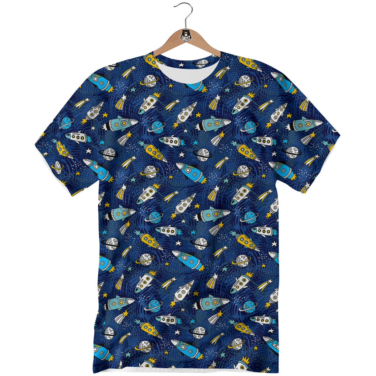 Rocket Doodle Print Pattern T-Shirt-grizzshop