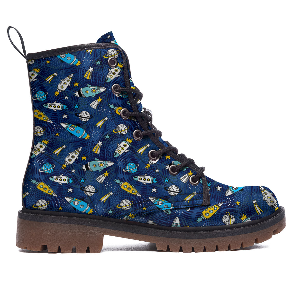 Rocket Doodle Print Pattern Work Boots-grizzshop