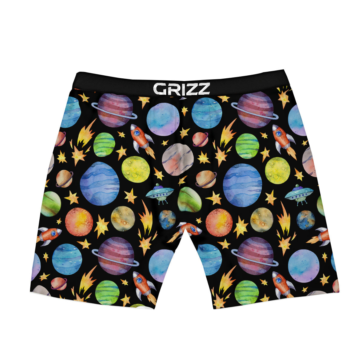 Rocket Watercolor Print Pattern Boxer Briefs-grizzshop