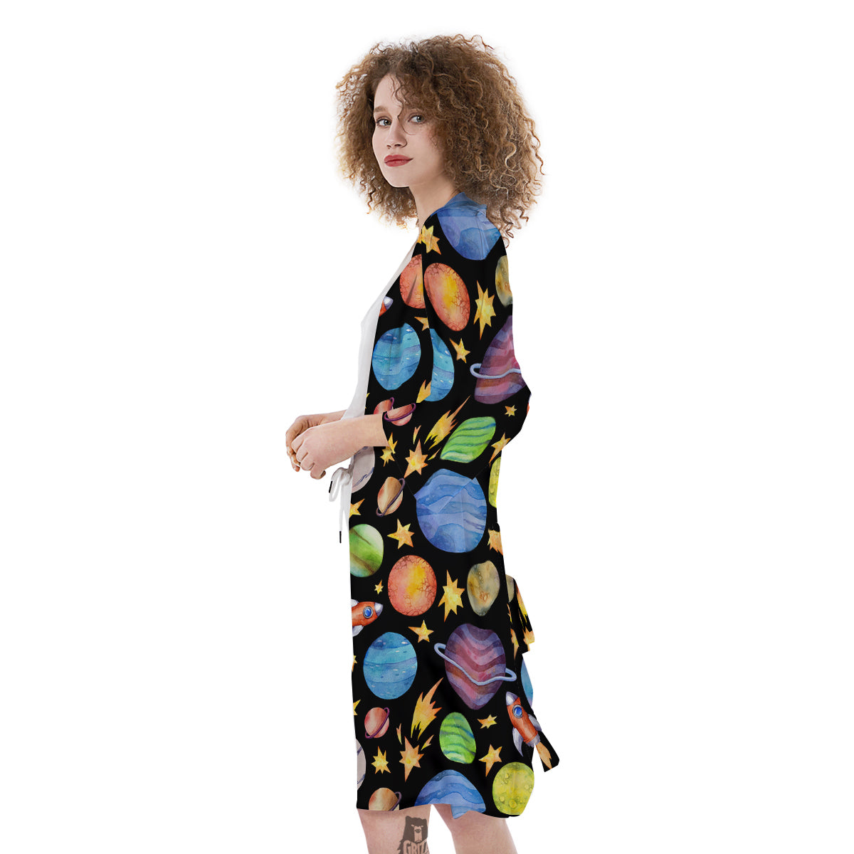 Rocket Watercolor Print Pattern Kimono-grizzshop