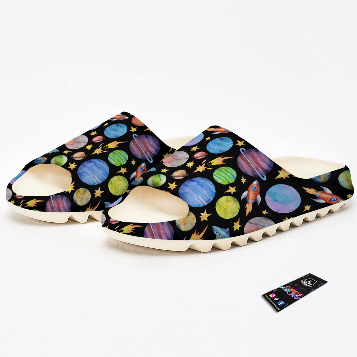 Rocket Watercolor Print Pattern Sandals-grizzshop