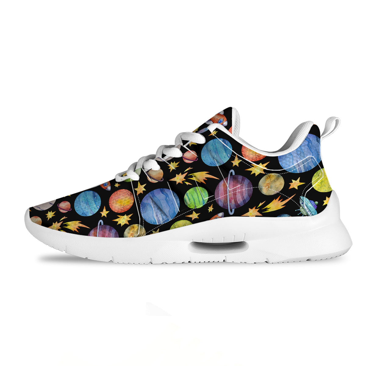 Rocket Watercolor Print Pattern Tennis Shoes-grizzshop