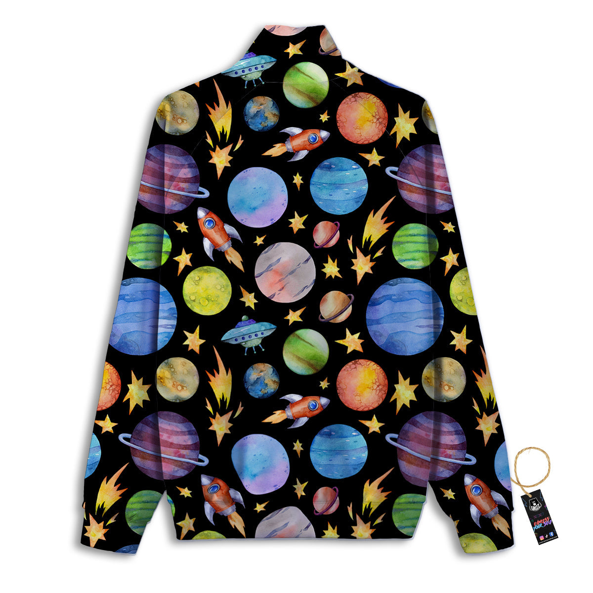 Rocket Watercolor Print Pattern Track Jacket-grizzshop