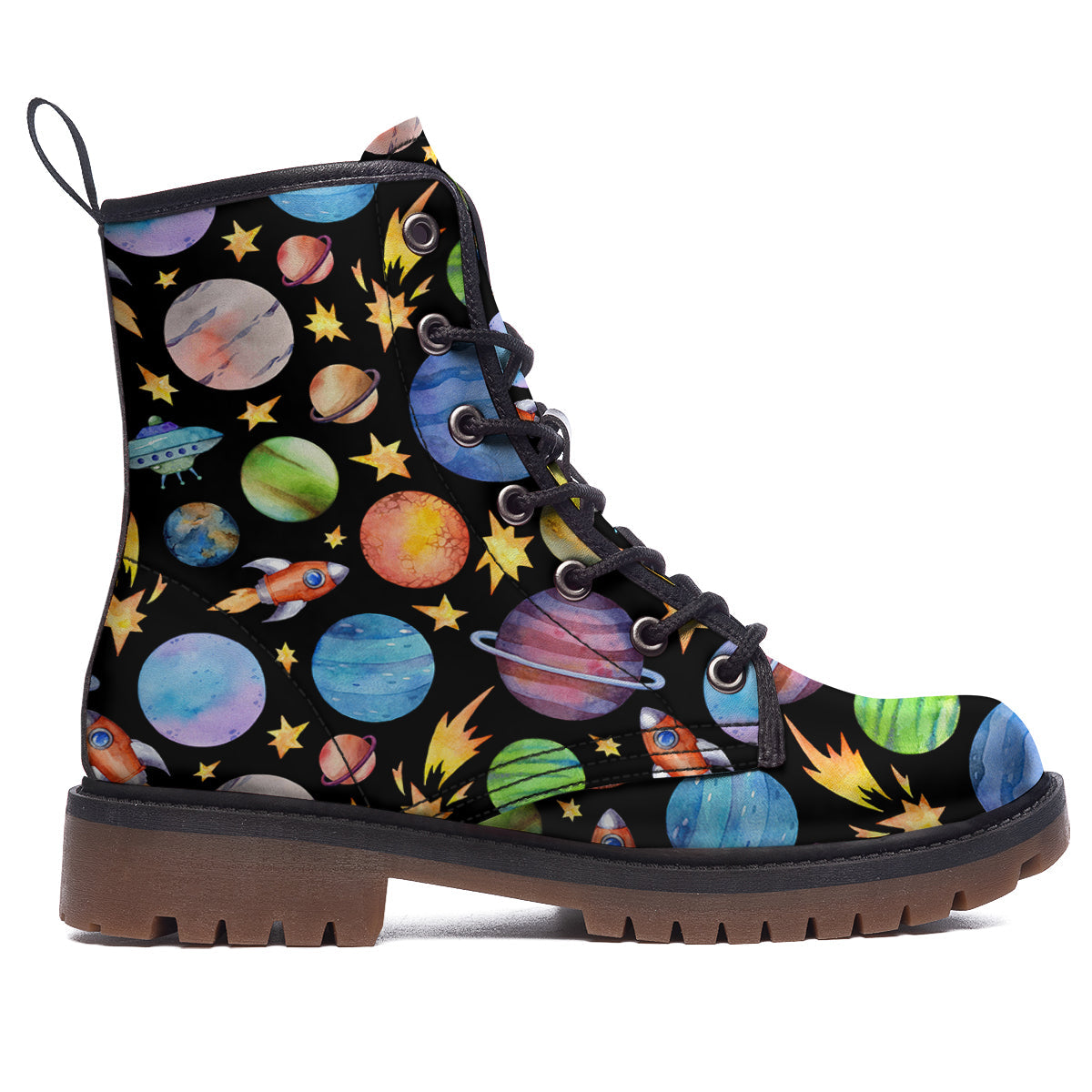 Rocket Watercolor Print Pattern Work Boots-grizzshop