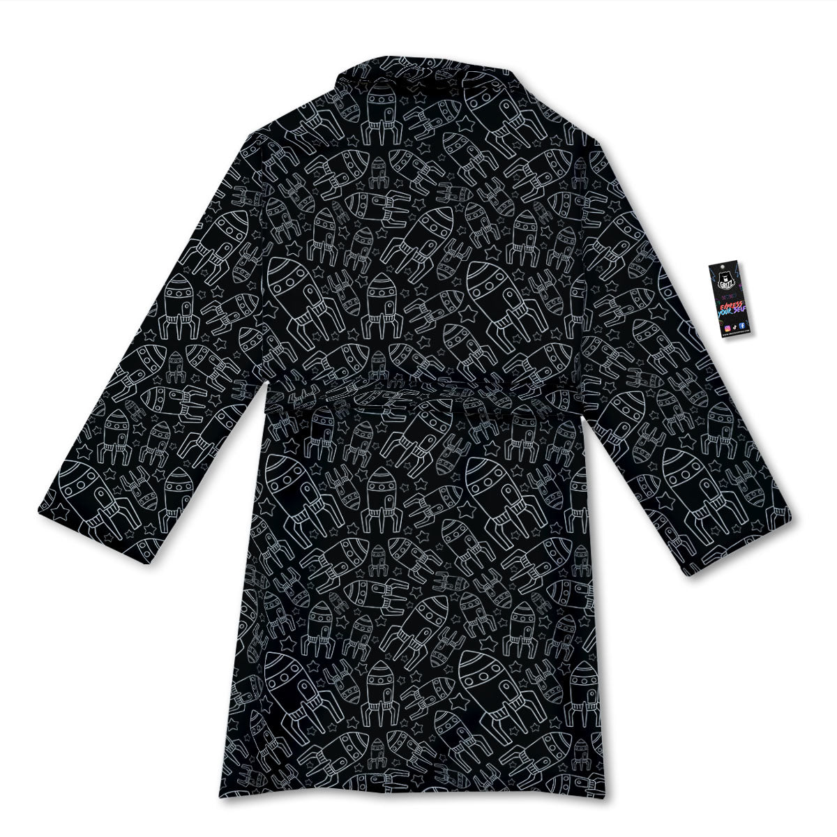 Rocket White And Black Print Pattern Bathrobe-grizzshop