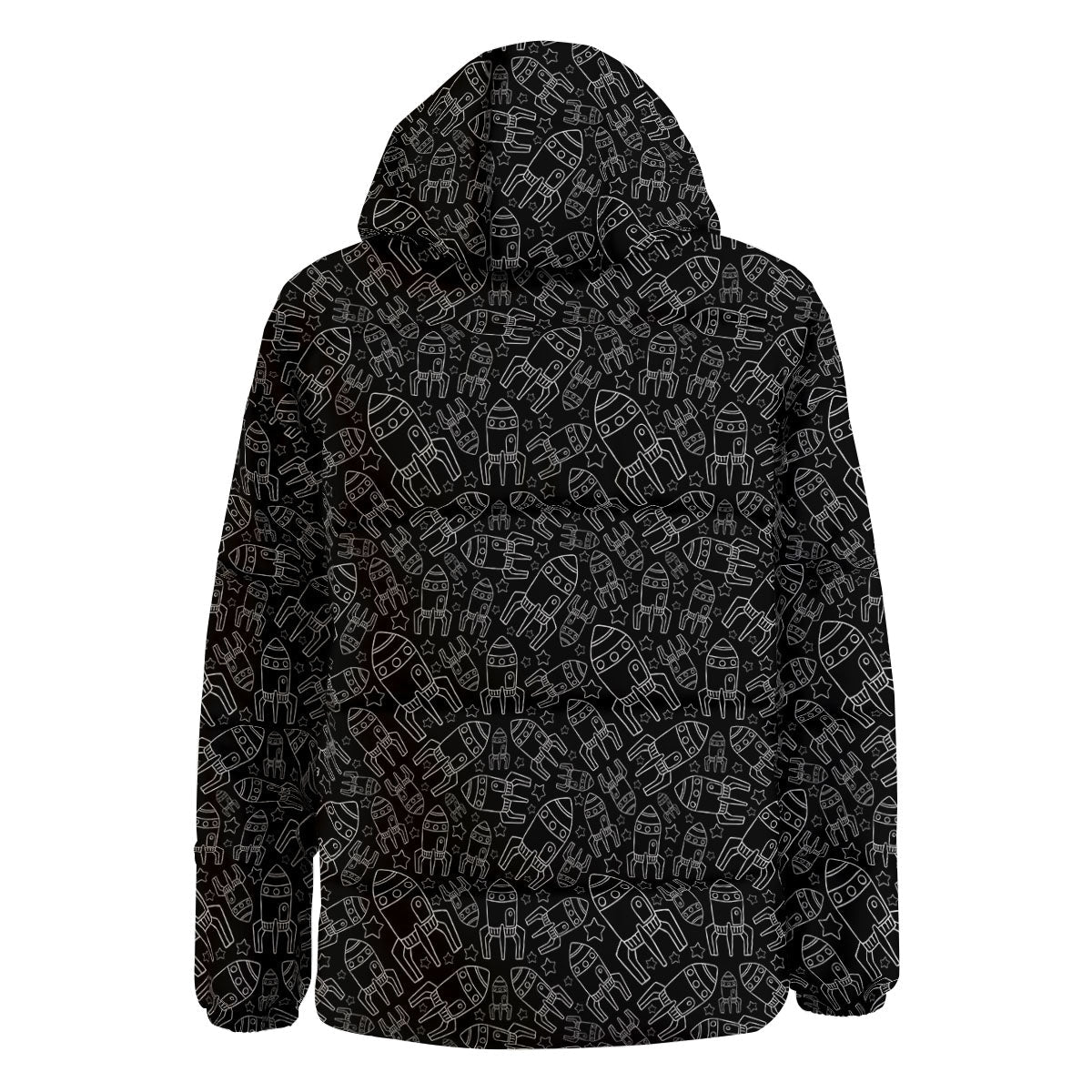 Rocket White And Black Print Pattern Down Jacket-grizzshop